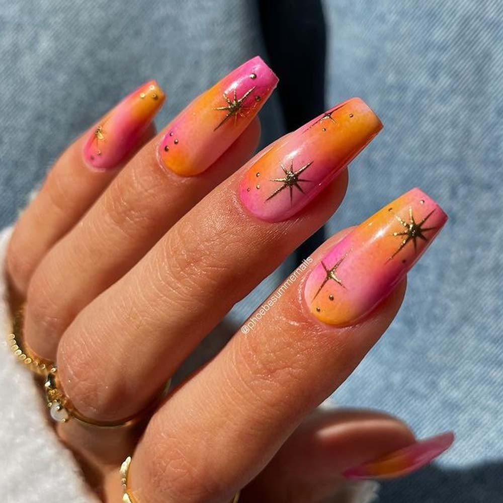 Matte Visual Idea Matte Visual Idea — Pink and Orange Sunset Nails 2027