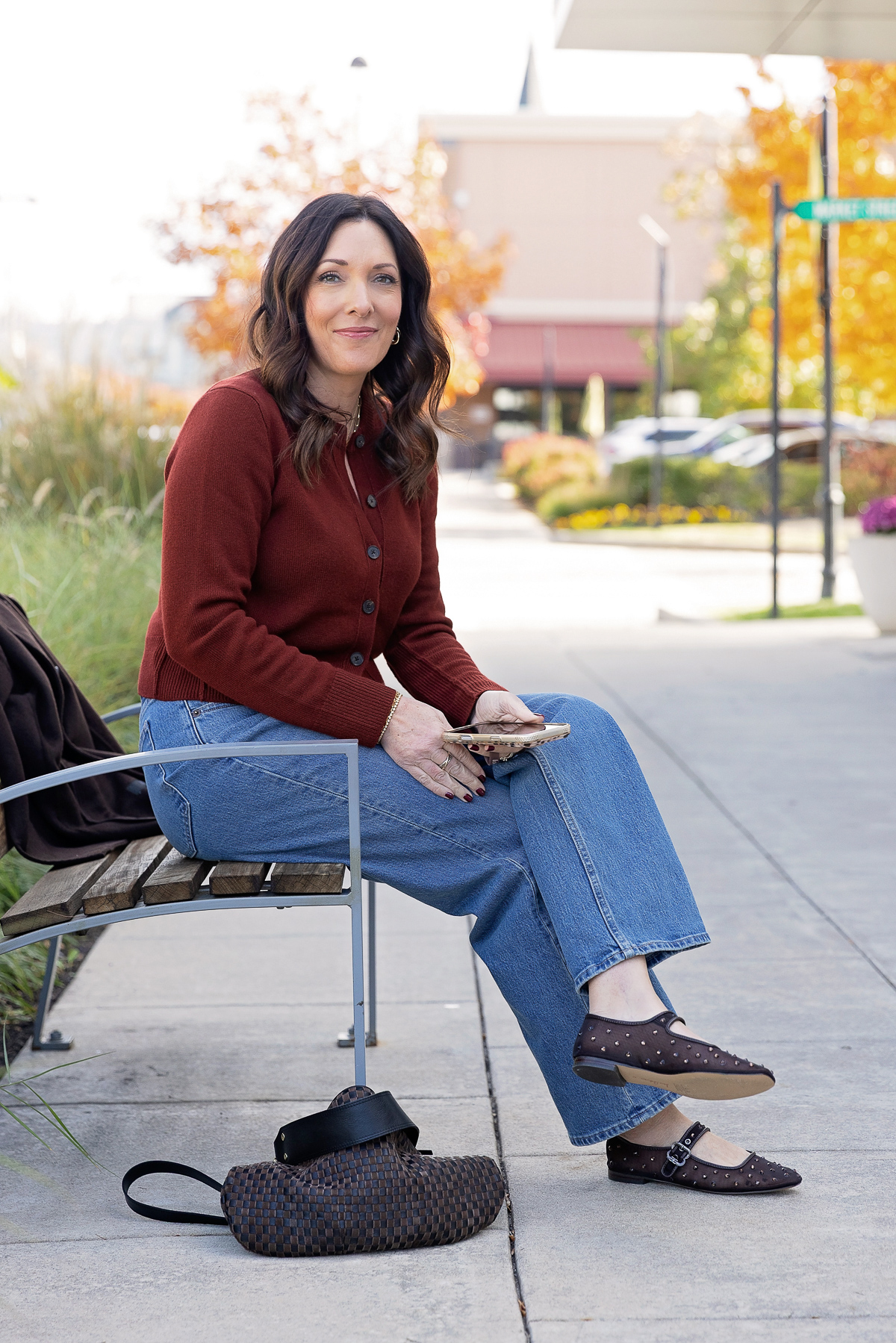 Rust Cardigan and Jeans for Casual Gathering Hosting Rust Cardigan and Jeans for Casual Gathering Hosting — Hostess Outfits 2027