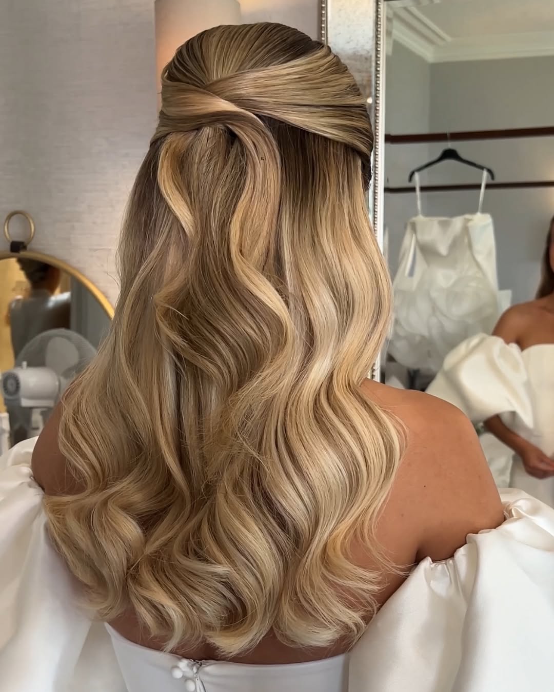 Dark Blonde Half-Up With Twists — Bride Hairstyles 2027