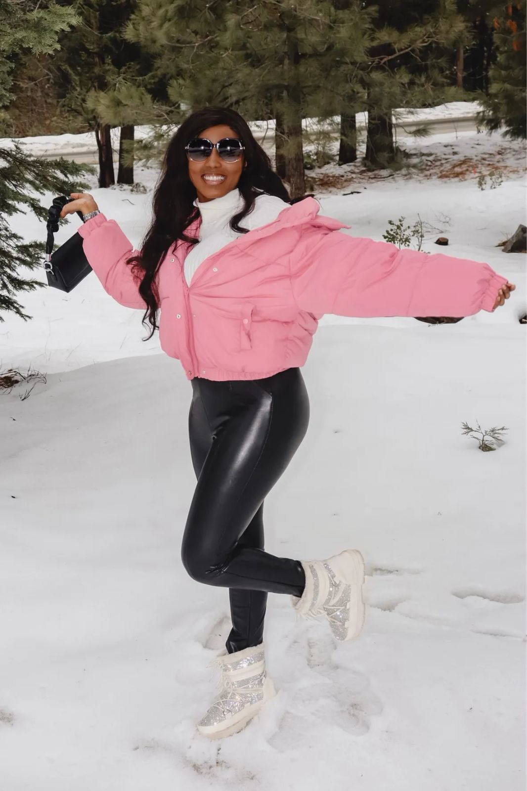 White Sparkly Snow Boots Outfit Idea — Winter Puffer Jacket Outfits 2027