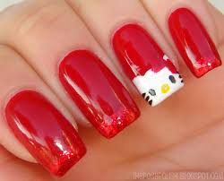 Glossy With Glitter Visual Idea — Red Hello Kitty Nails 2027