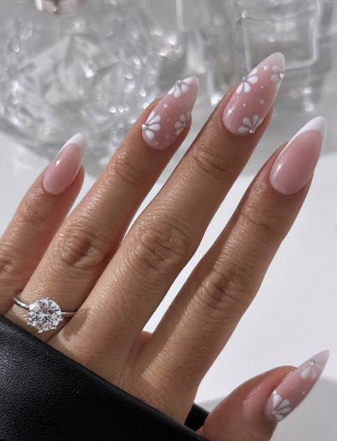 Floral Rhinestone Long Stiletto Floral Rhinestone Long Stiletto — Wedding Guest Nails 2027