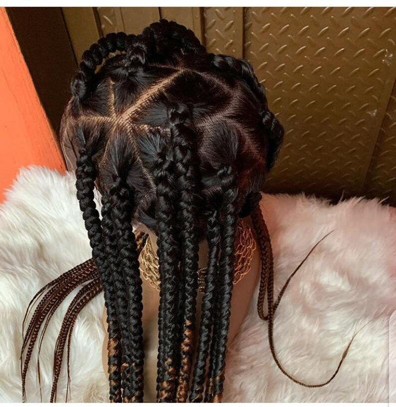 Visual Idea — Box Braids Styled In A Middle Part — Ombre Knotless Braids 2027