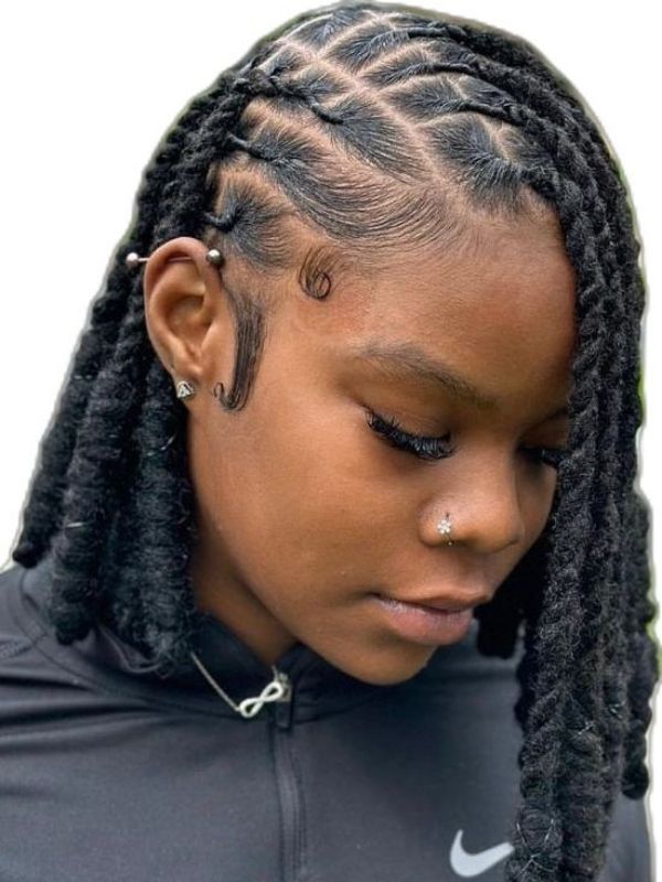 Front View Close Crop Shoulder Length Black Locs With Side Bangs Front View Close Crop Shoulder Length Black Locs With Side Bangs — Loc Styles 2027 for Black Women