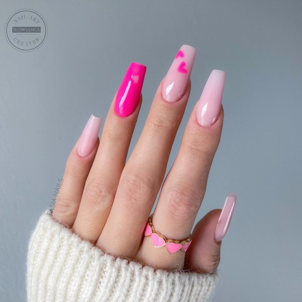 Long Pink Glitter Heart Coffin Nails Long Pink Glitter Heart Coffin Nails — Short Heart Coffin Nails 2027