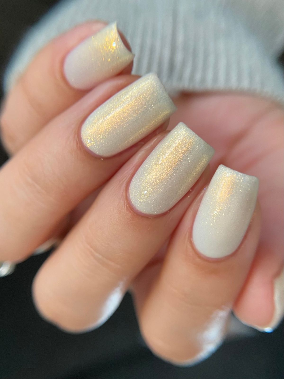 Gold Shimmer Glossy Short Square Nails Gold Shimmer Glossy Short Square Nails — Off White Nails 2027