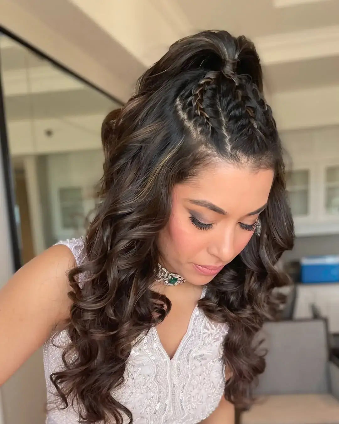 Collarbone Half-Up With Braids And Curls Collarbone Half-Up With Braids And Curls — Hairstyles 2027 for College
