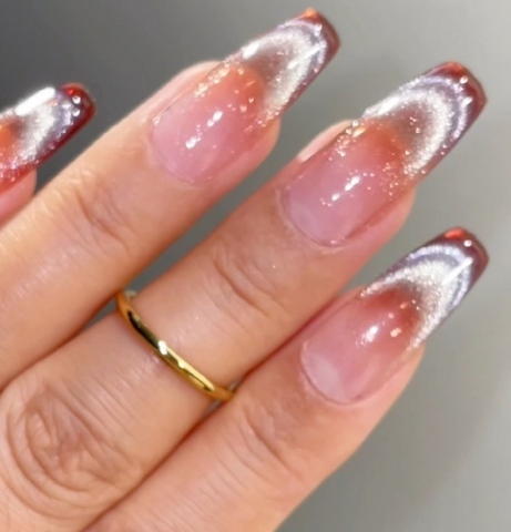 Cat-Eye Glitter Gradient Coffin Cat-Eye Glitter Gradient Coffin — Fall French Tip Nails 2026