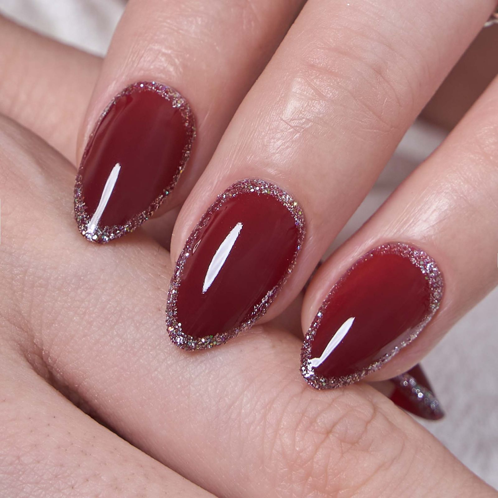Fine Glitter Accent On Cuticle Line Visual Idea — Garnet Nails 2027