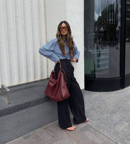 Smart Casual with Wide-Leg Trousers and Striped Shirt — Outfit Trends 2027