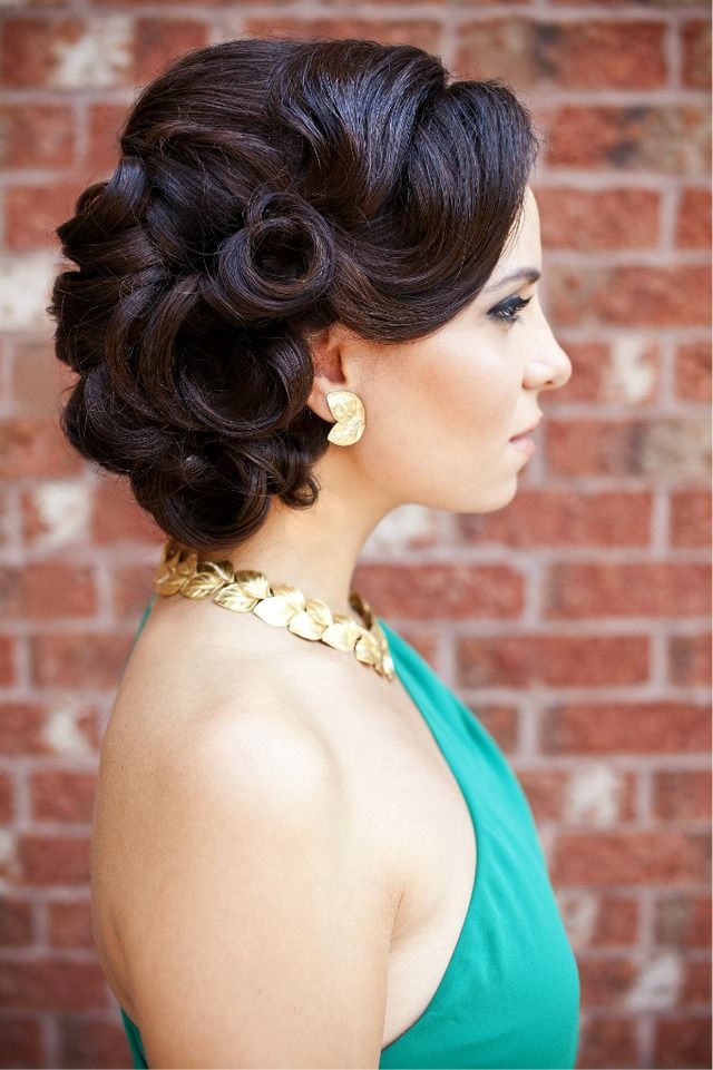Dark Brown Rolled Curls Updo Dark Brown Rolled Curls Updo — Side Bun Hairstyles 2027