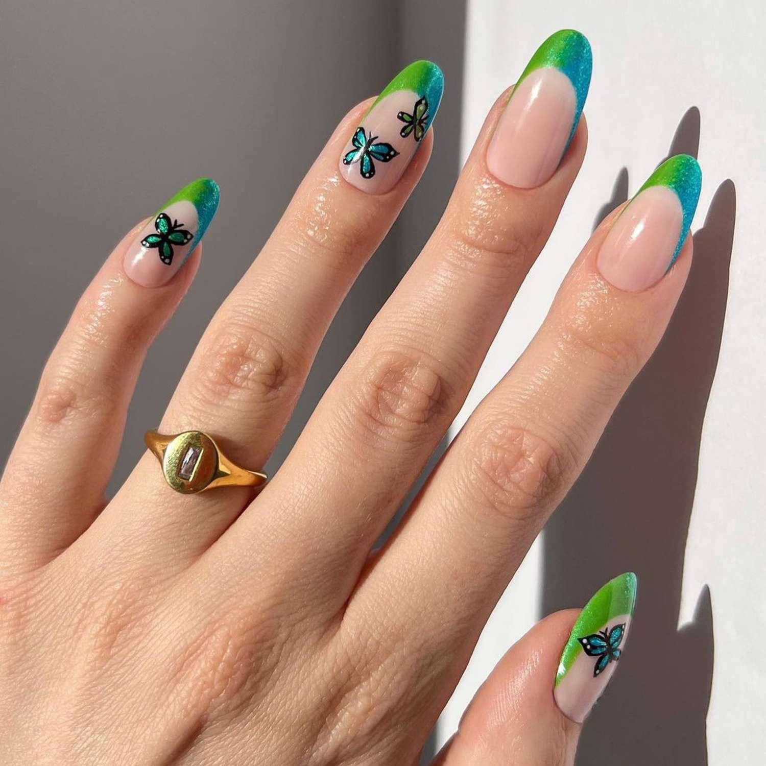 French Tips with Glitter and Butterflies — Butterfly Airbrush Nails 2027