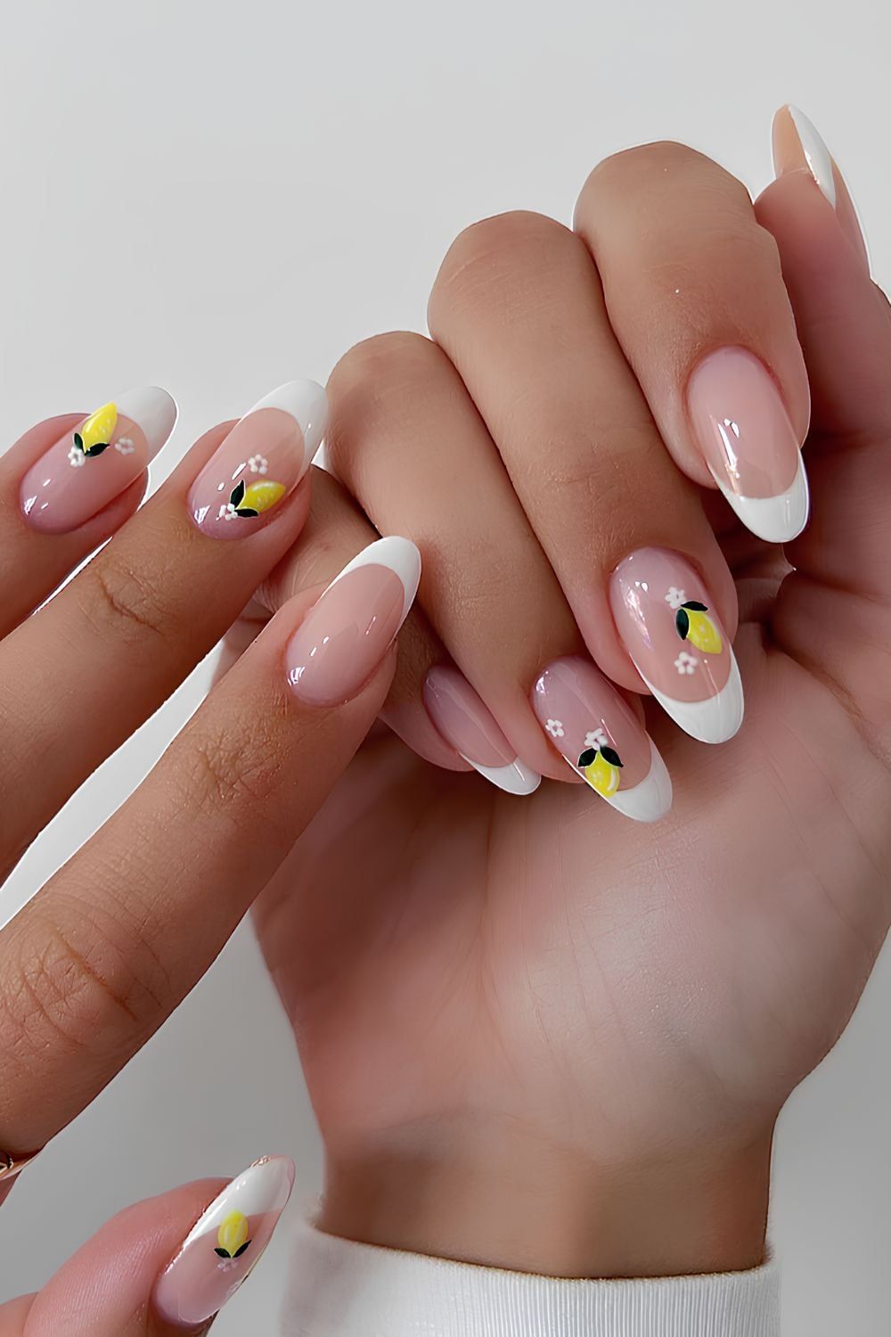 Pink French With Delicate Lemon Art Pink French With Delicate Lemon Art — Lemon Nails 2027
