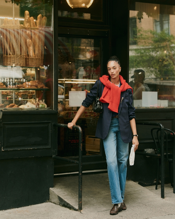 Layered Style: Abercrombie's Pinstripe Blazer with Draped Sweater Layered Style: Abercrombie's Pinstripe Blazer with Draped Sweater — Abercrombie Outfits 2027