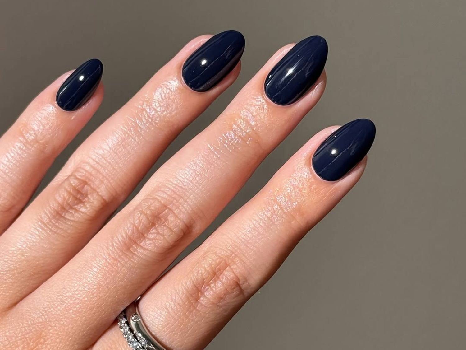 Navy Blue with White Line Accent Nails — Nail Colors 2027