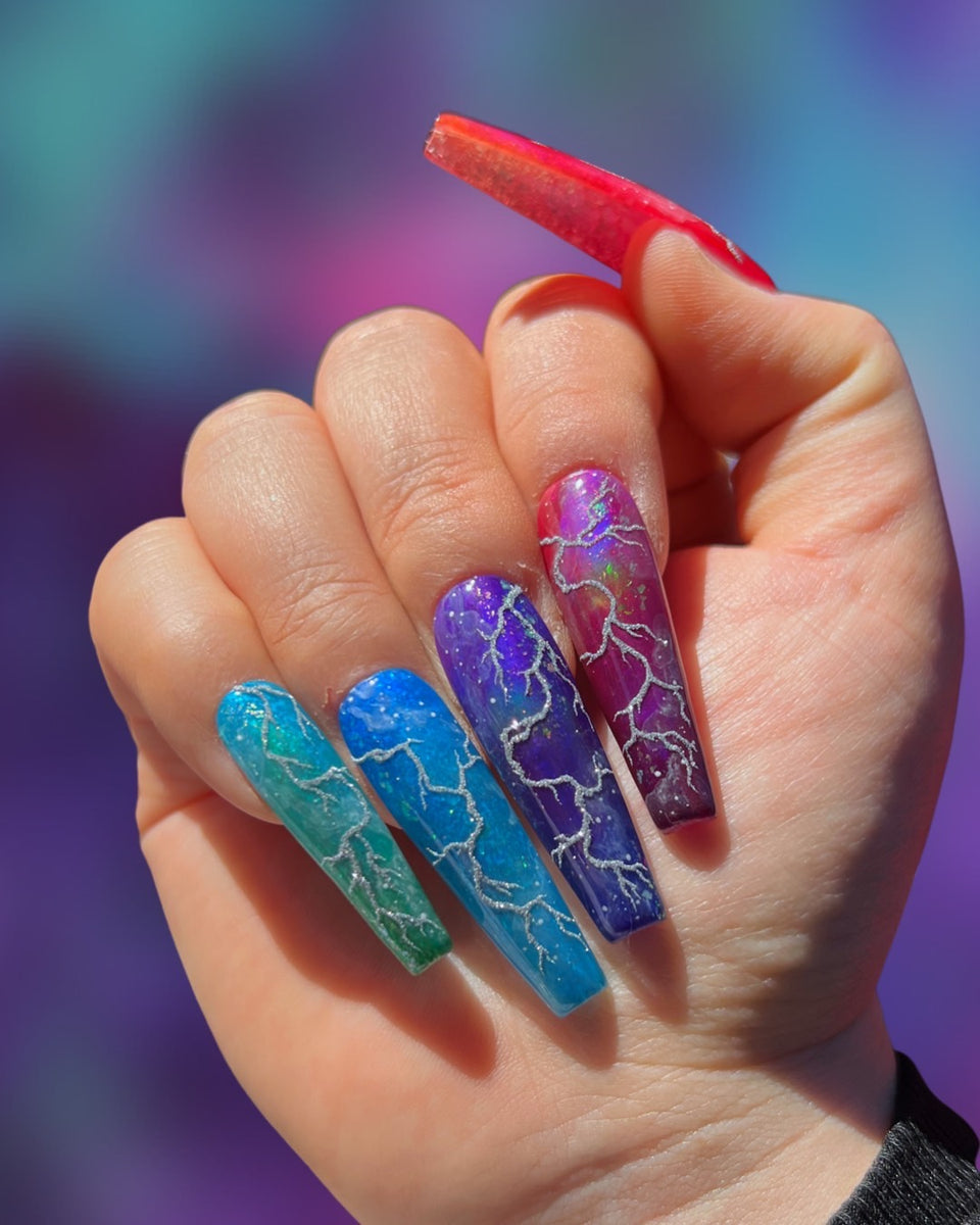Cracked Ice Glitter Coffin Nails Cracked Ice Glitter Coffin Nails — Rainbow Nails 2027