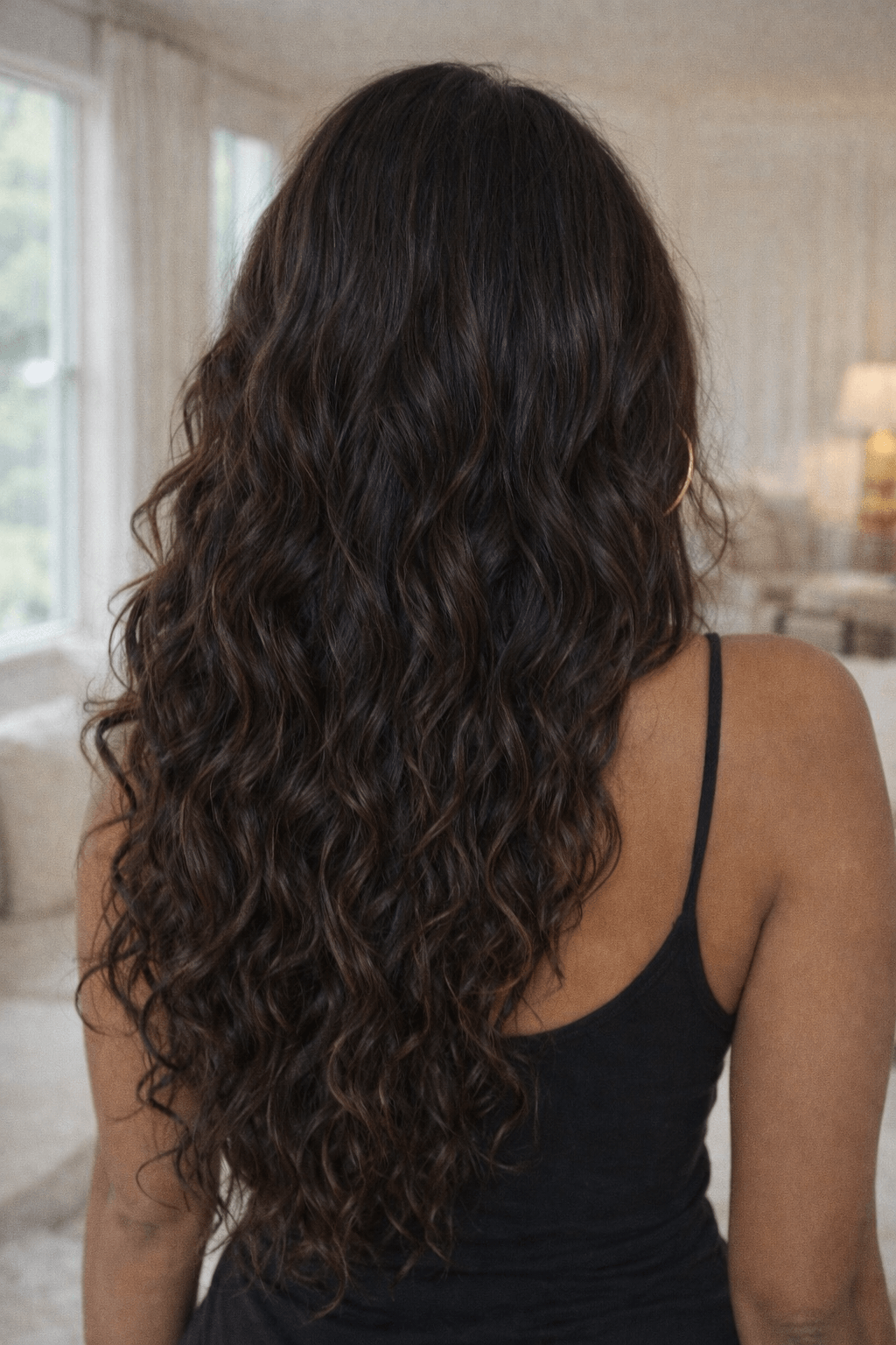 Air Dried Natural Dark Brown Waves Air Dried Natural Dark Brown Waves — Halo Extensions Hairstyles 2027