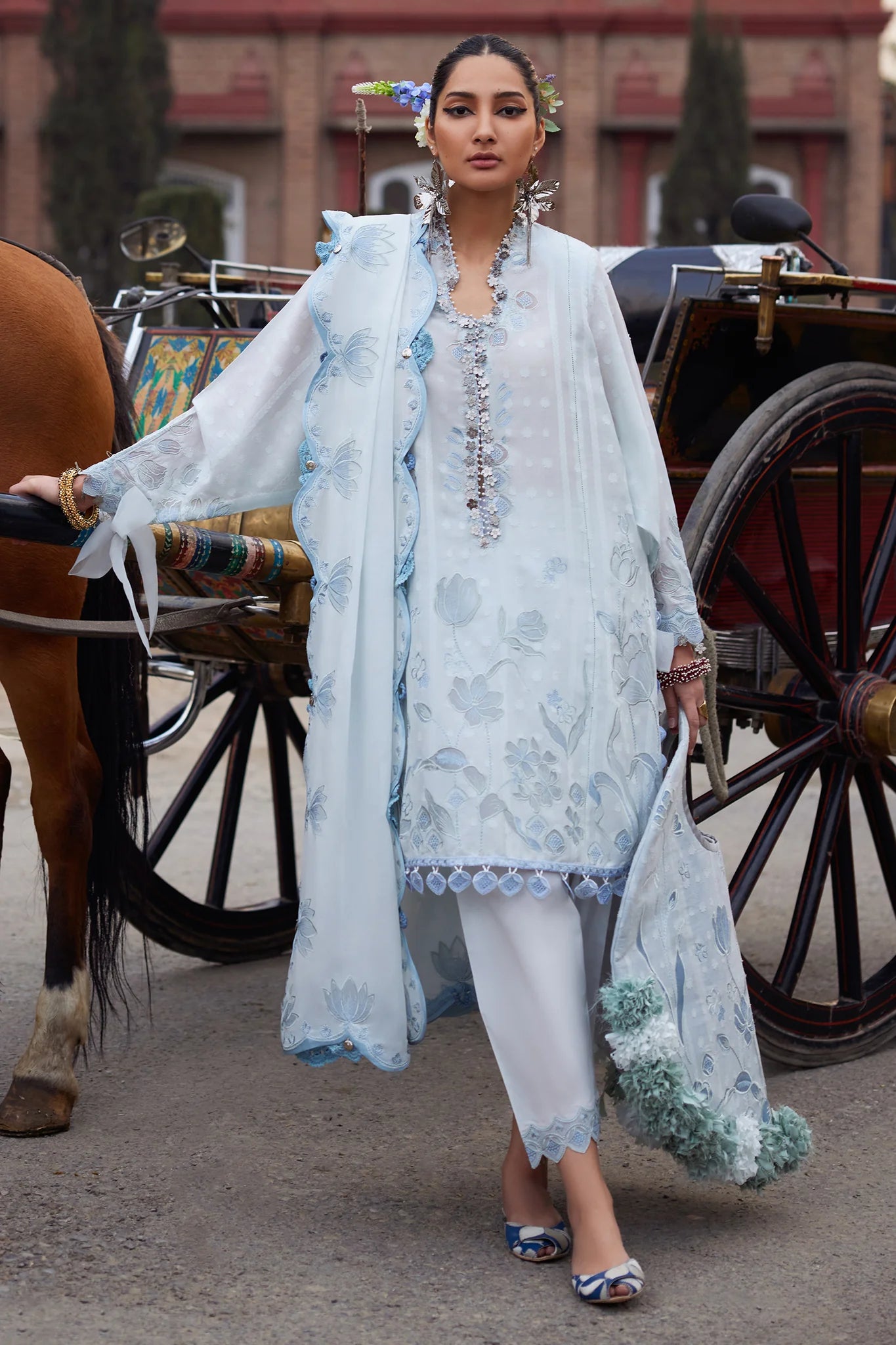 Powder Blue Embroidered Tunic with Straight Pants Powder Blue Embroidered Tunic with Straight Pants — Powder Blue Outfits 2027