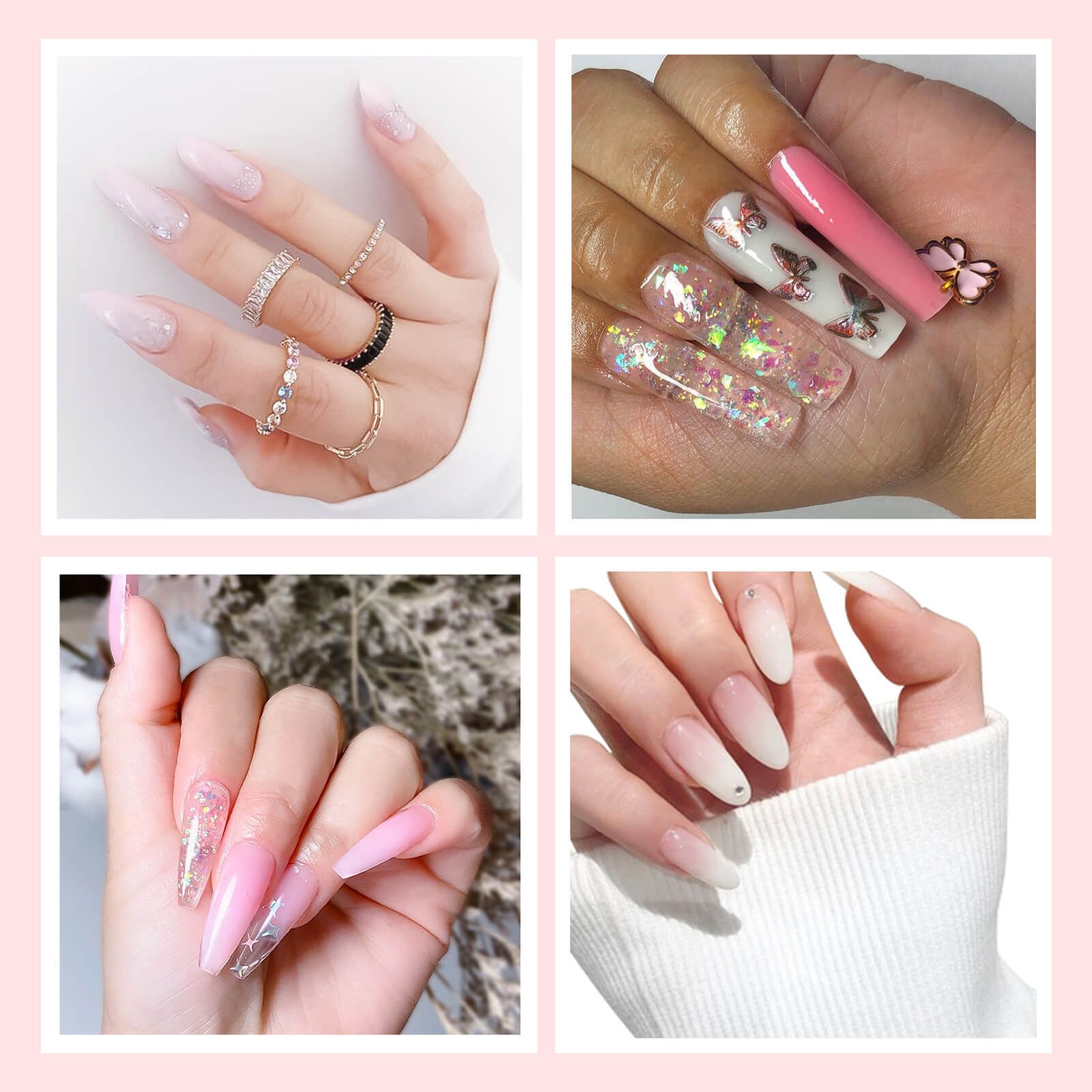 Sheer Pink Glitter French Stiletto Sheer Pink Glitter French Stiletto — Polygel Nails 2027