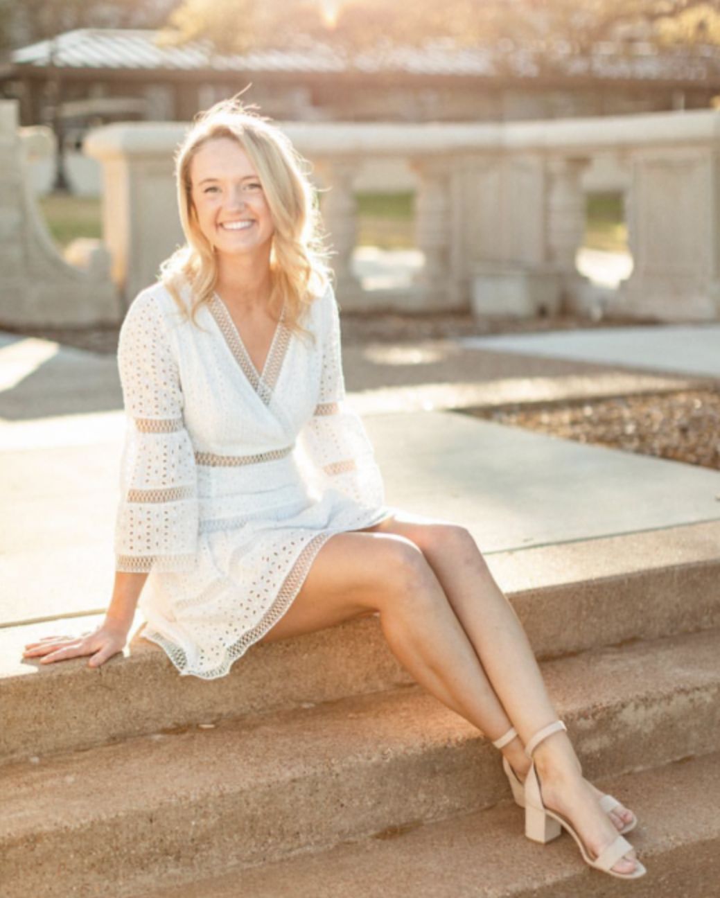 Elegant Simplicity: White Eyelet Wrap Dress Elegant Simplicity: White Eyelet Wrap Dress — Senior Photo Outfits 2027