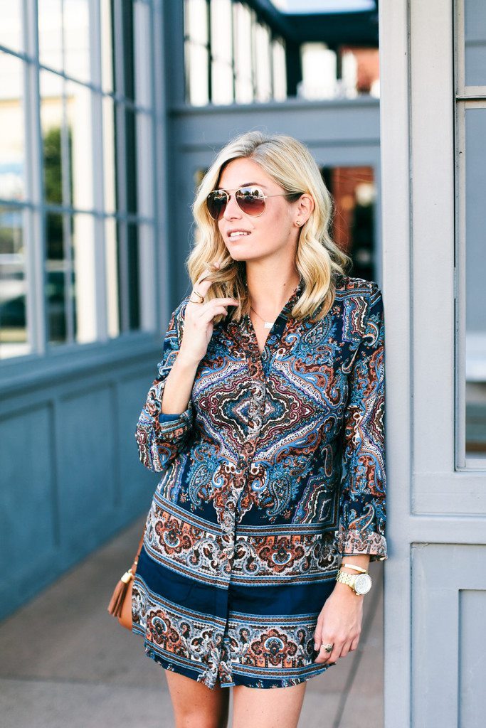 Effortless Daywear: Paisley Print Shirtdress with Crossbody Bag — Dallas Outfits 2027