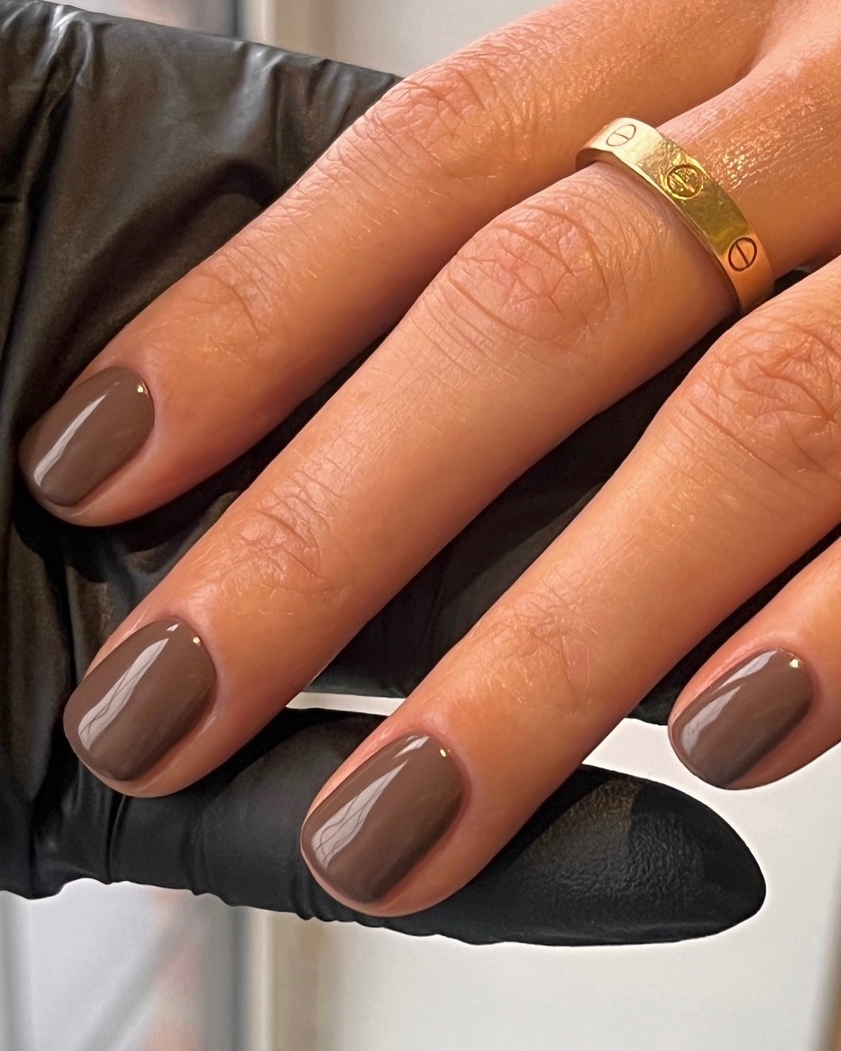 Small Gold Dot On Accent Nail Visual Idea Small Gold Dot On Accent Nail Visual Idea — Brown Nails 2027