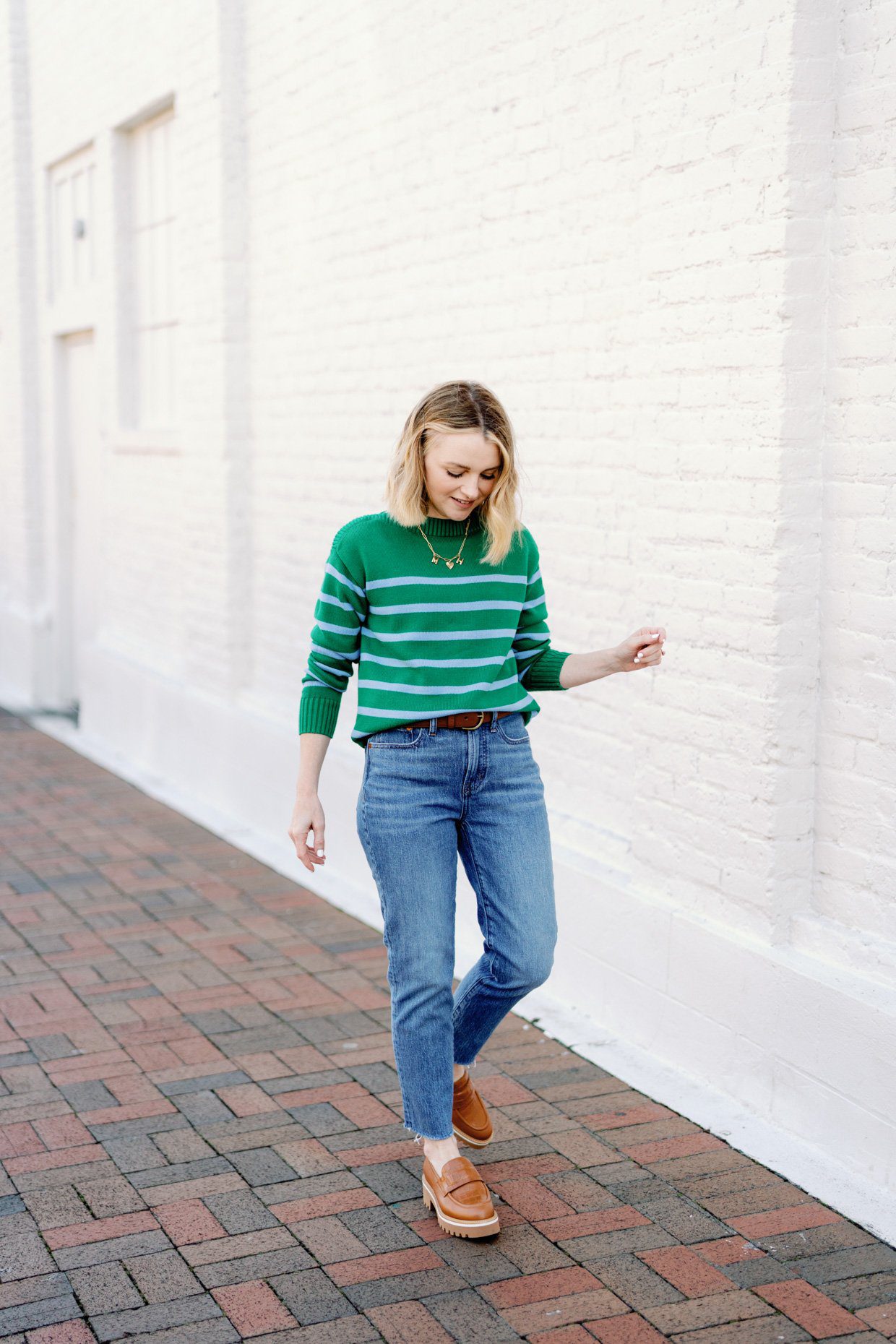 Chunky Loafers with Striped Sweater and Straight-Leg Jeans Chunky Loafers with Striped Sweater and Straight-Leg Jeans — Spring Outfits 2027 with Loafers