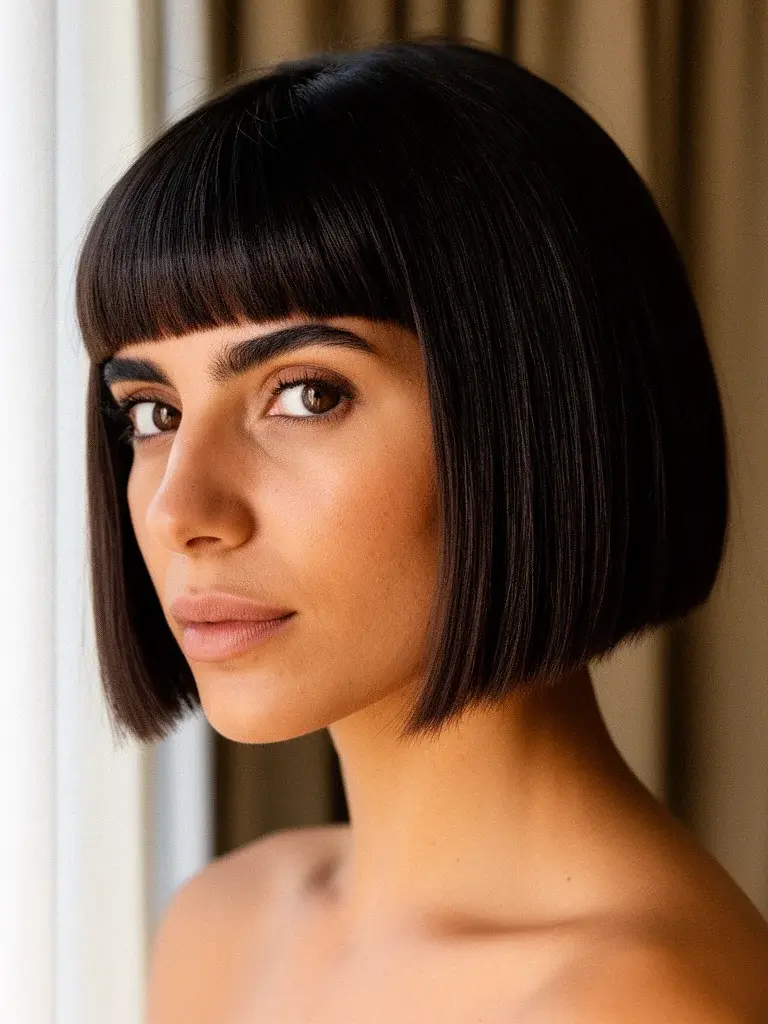 Sleek Chin Bob With Blunt Bangs Sleek Chin Bob With Blunt Bangs — Classic Bob 2027