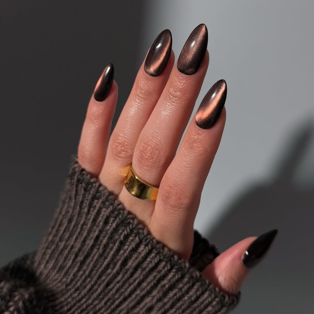 Deep Plum Cat Eye Almond Nails Deep Plum Cat Eye Almond Nails — Cat Eye Nails 2027