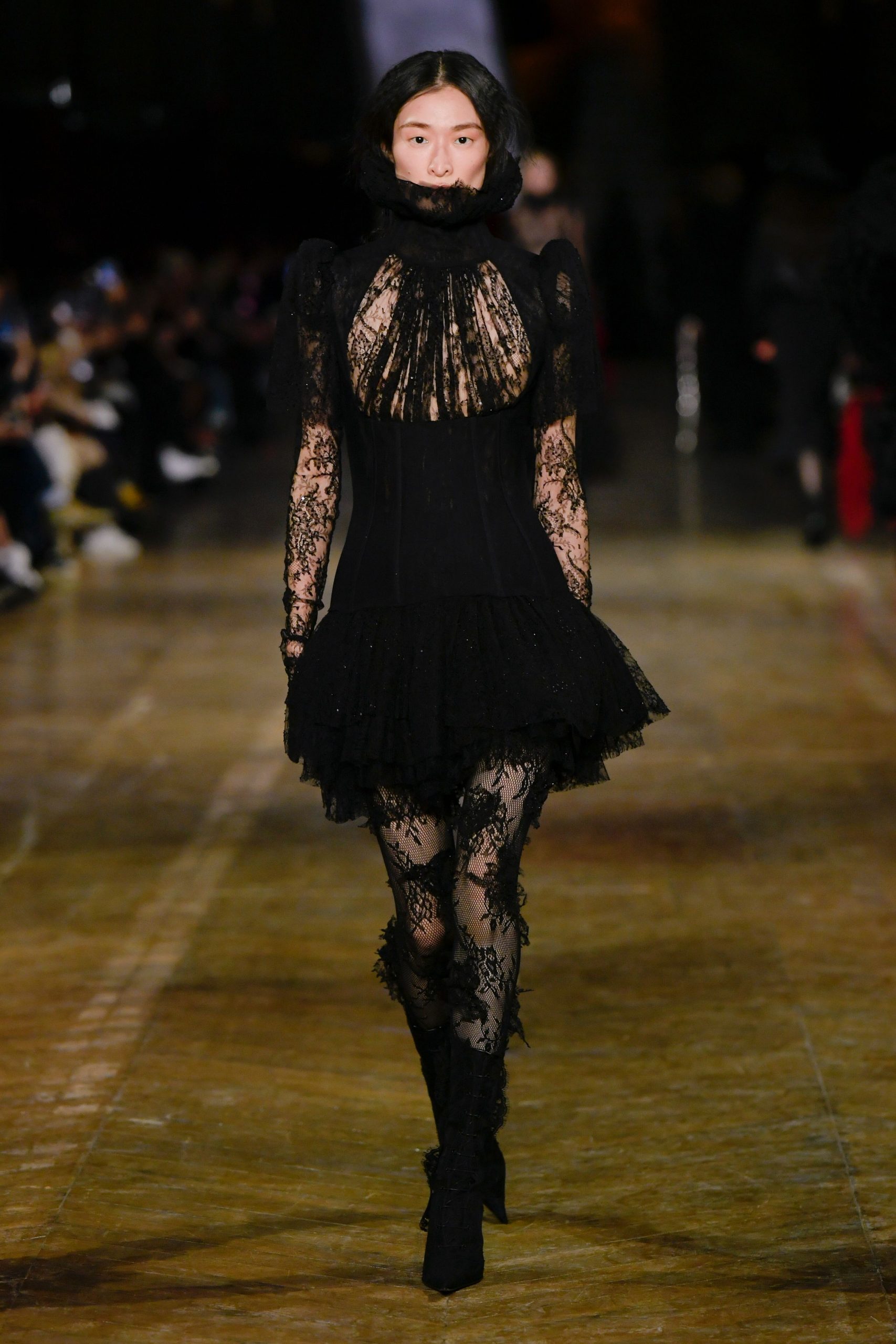 Black Lace Mini Dress Featuring a Built In Corset Bodice Black Lace Mini Dress Featuring a Built In Corset Bodice — Dark Romantic Outfits 2027