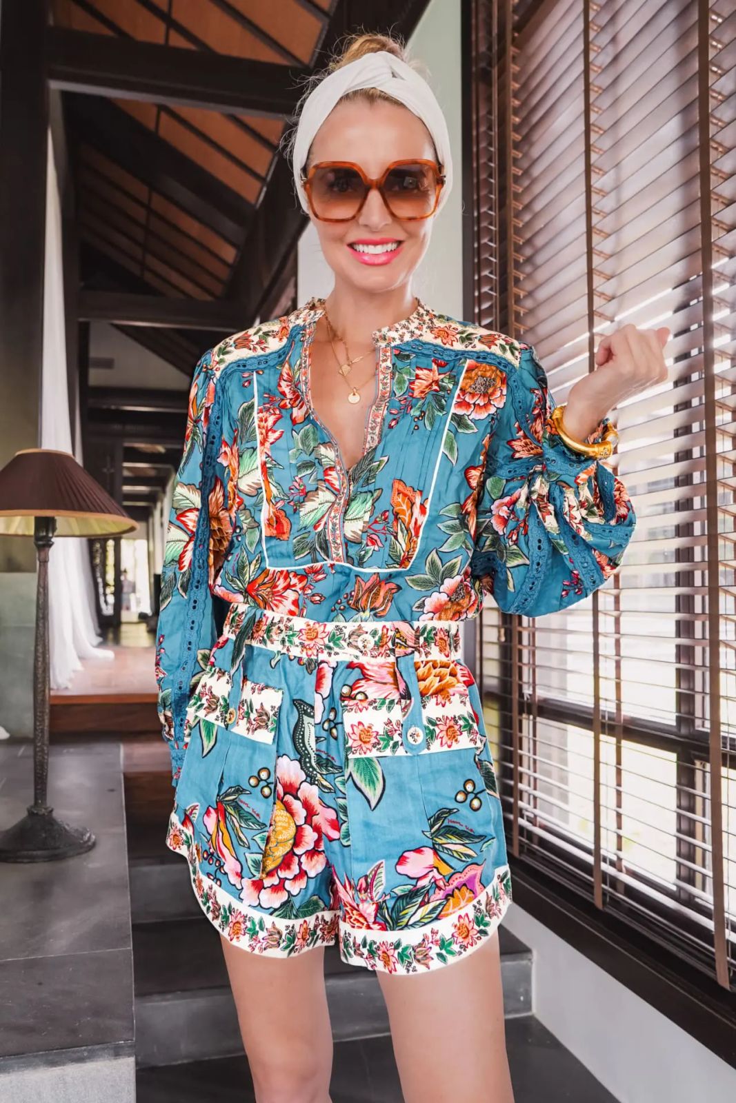 Vibrant Blue Floral Romper with White Espadrilles Vibrant Blue Floral Romper with White Espadrilles — Summer Everyday Outfits 2027