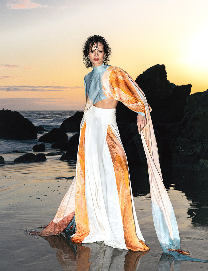 Dramatic Draped Trousers for Beachside Photoshoots Dramatic Draped Trousers for Beachside Photoshoots — Summer Photoshoot Outfits 2027