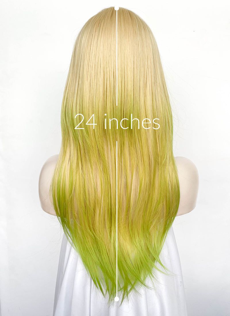 Visual Idea — This Image Shows The Back View Of Long — Green and Blonde Hair 2027