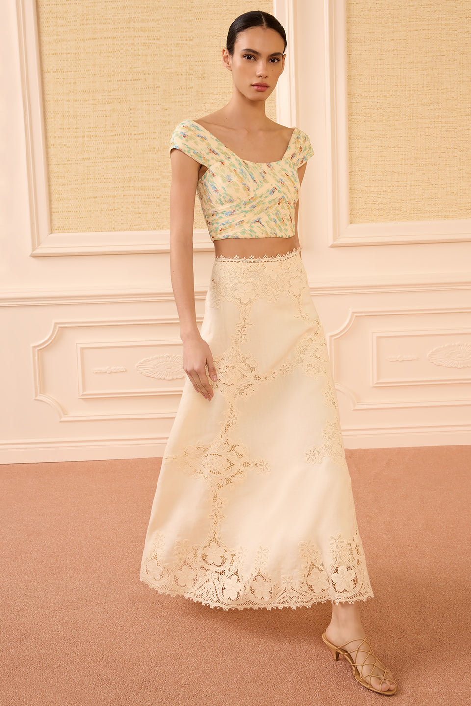 Chic Pastel Floral Two-Piece with Lace Skirt — Bridal Shower Dresses 2027