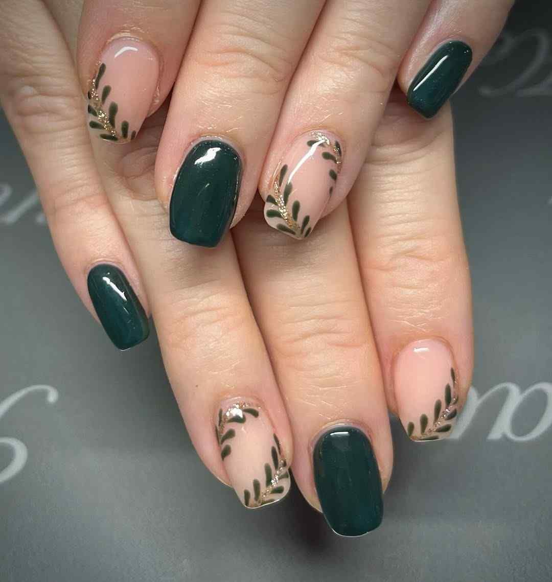 Gold Leaf Vine Accents Visual Idea Gold Leaf Vine Accents Visual Idea — Forest Green Nails 2027