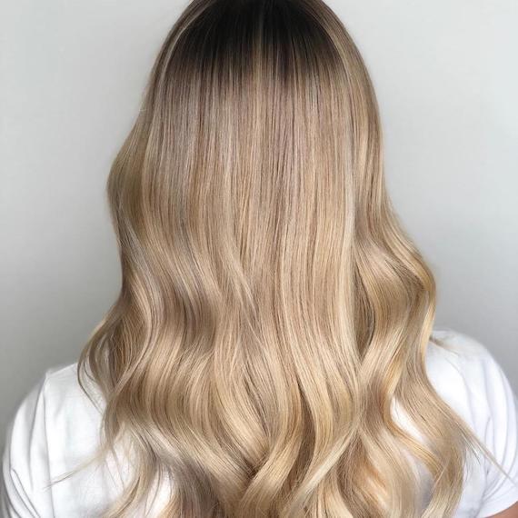 Back View Ash Blonde With Creamy Balayage — Warm Blonde Hair 2027