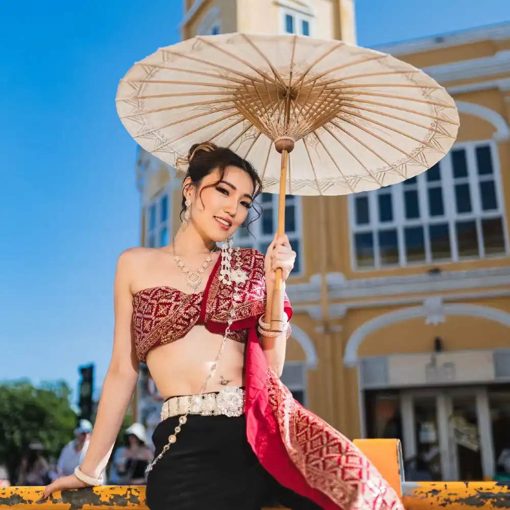 Traditional Thai Silk Ensemble with Gold Accents Traditional Thai Silk Ensemble with Gold Accents — Thailand Outfits 2027