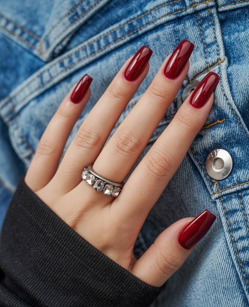 Deep Rich Red Glossy Coffin Nails Deep Rich Red Glossy Coffin Nails — Winter Coffin Nails 2027