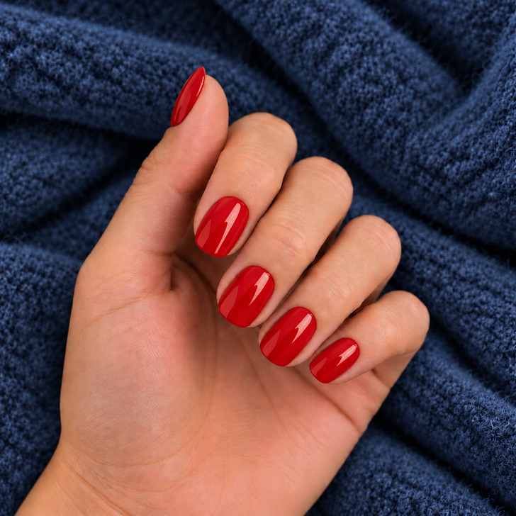 Vibrant Cherry Red Glossy Short Ovals Vibrant Cherry Red Glossy Short Ovals — Cherry Red Nails 2027