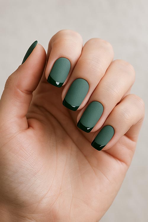 Sage Green Matte Glossy Tip Nails Sage Green Matte Glossy Tip Nails — Matte Christmas Nails 2026
