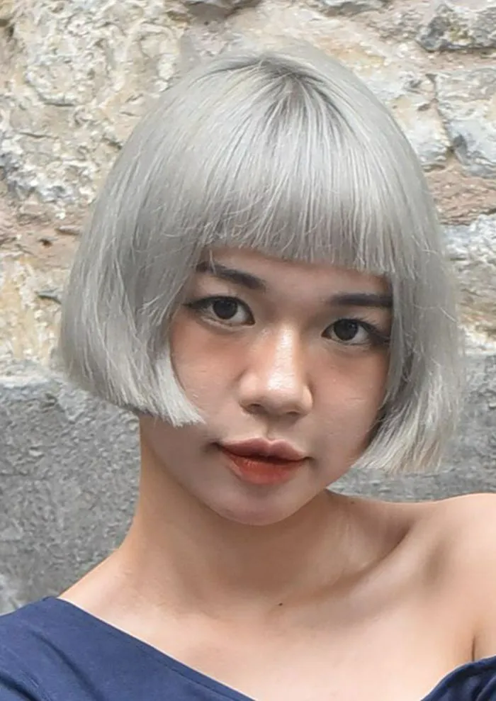Chin Length Bob with Blunt Bangs Chin Length Bob with Blunt Bangs — Gray Bob 2027