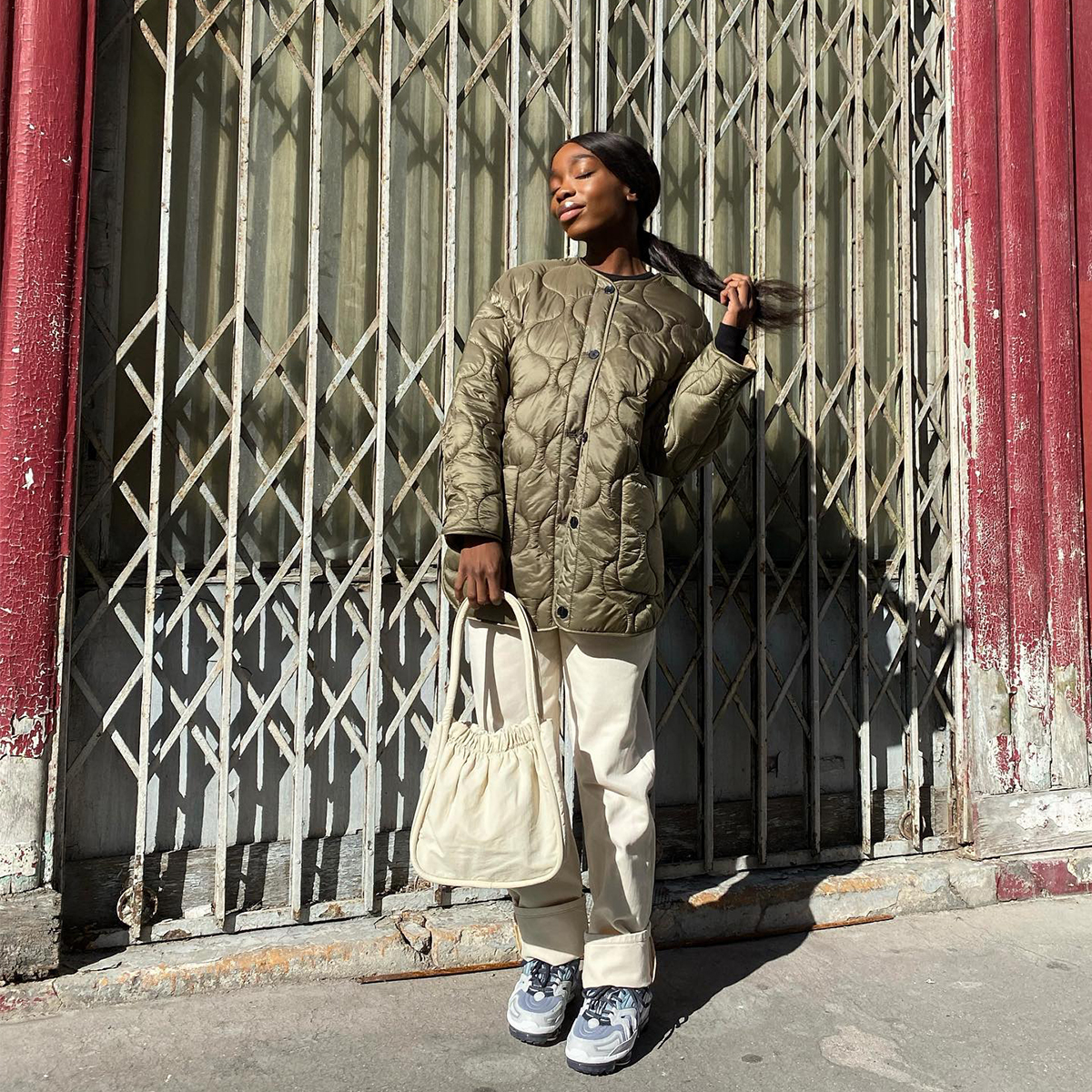 Casual Comfort: Quilted Jacket and Cream Trousers Casual Comfort: Quilted Jacket and Cream Trousers — Streetwear Outfits 2027