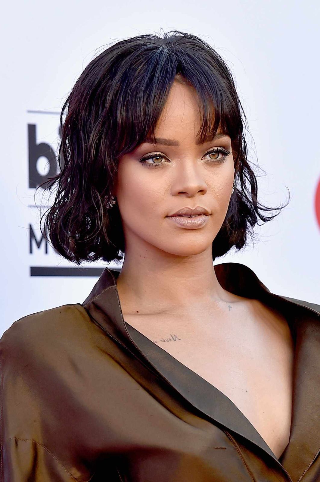 Wavy Dark Brown Bob With Full Bangs — Y2K Bob 2027