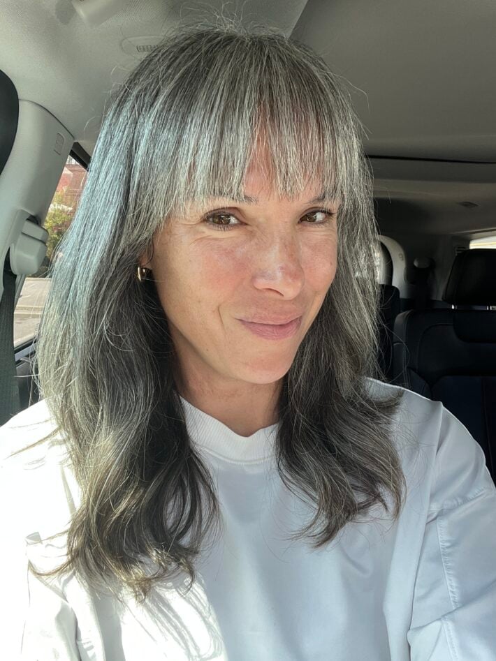 Glossy Gray With Blunt Bangs Glossy Gray With Blunt Bangs — Glazed Hair 2027