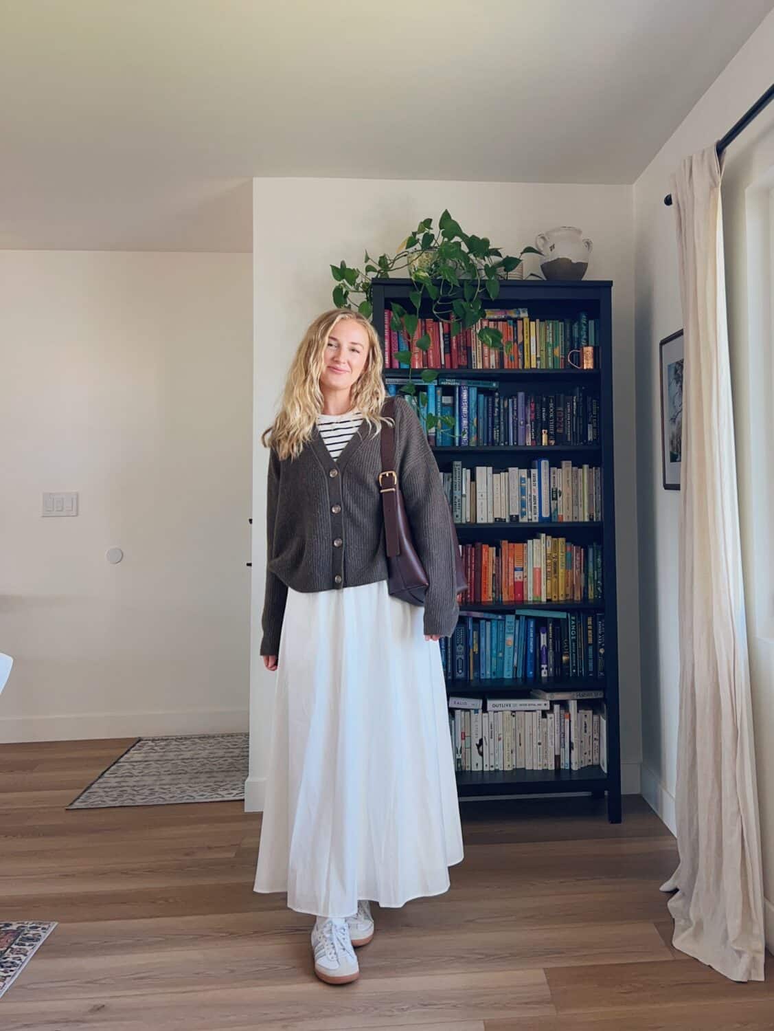 Layered Knitwear with White Tiered Maxi Skirt — Tiered Skirt Outfits 2027