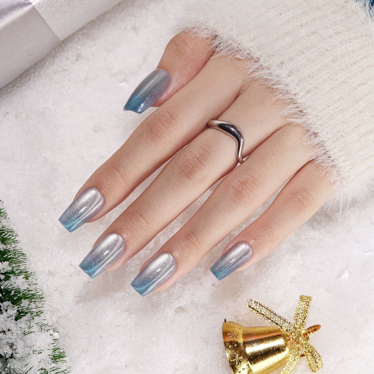 Deep Blue to Icy White Gradient — Icy Nails 2027