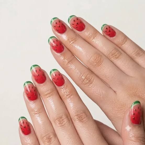 Watermelon Design On Tips Visual Idea Watermelon Design On Tips Visual Idea — Toddler Nails 2027