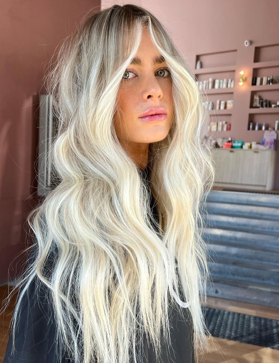 Mid-Back Extreme Platinum Beach Waves Mid-Back Extreme Platinum Beach Waves — Blonde Balayage 2027