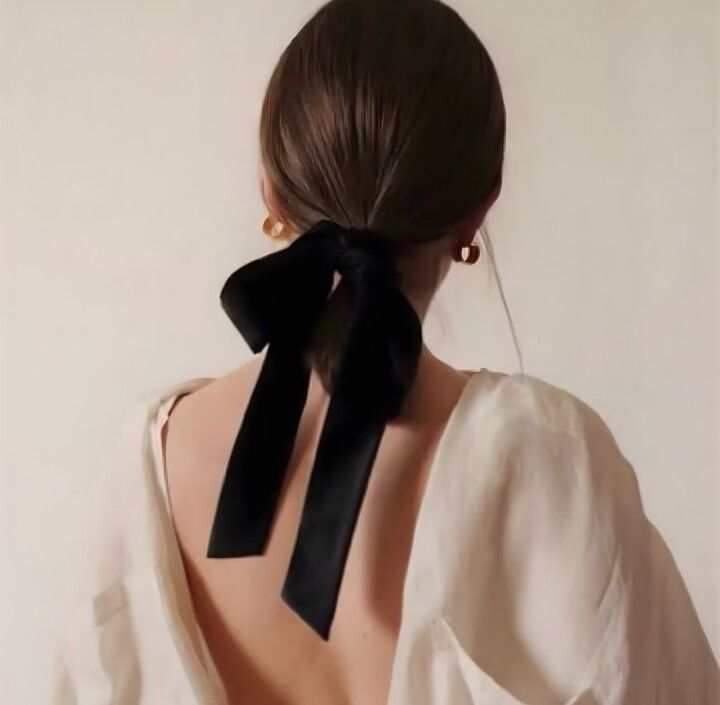 Sleek Dark Brown Low Ponytail With Velvet Bow — Balletcore Ribbon Hairstyles 2027
