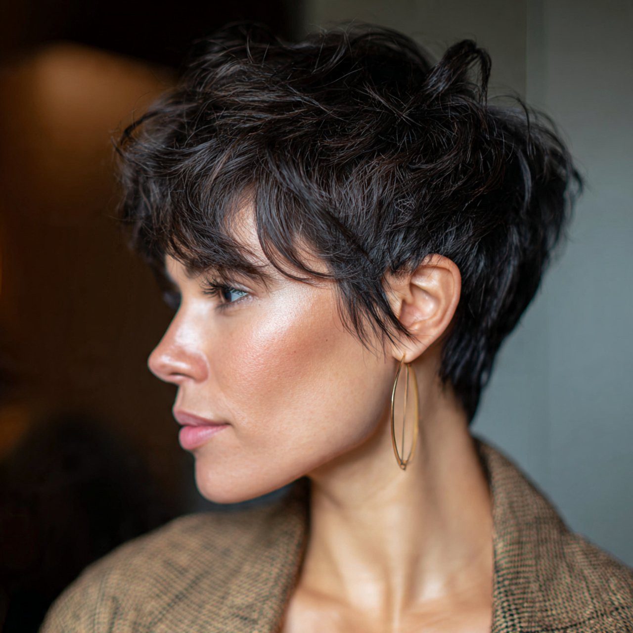Textured Layers in Dark Brown Pixie — Pixie 2027 for Natural Hair